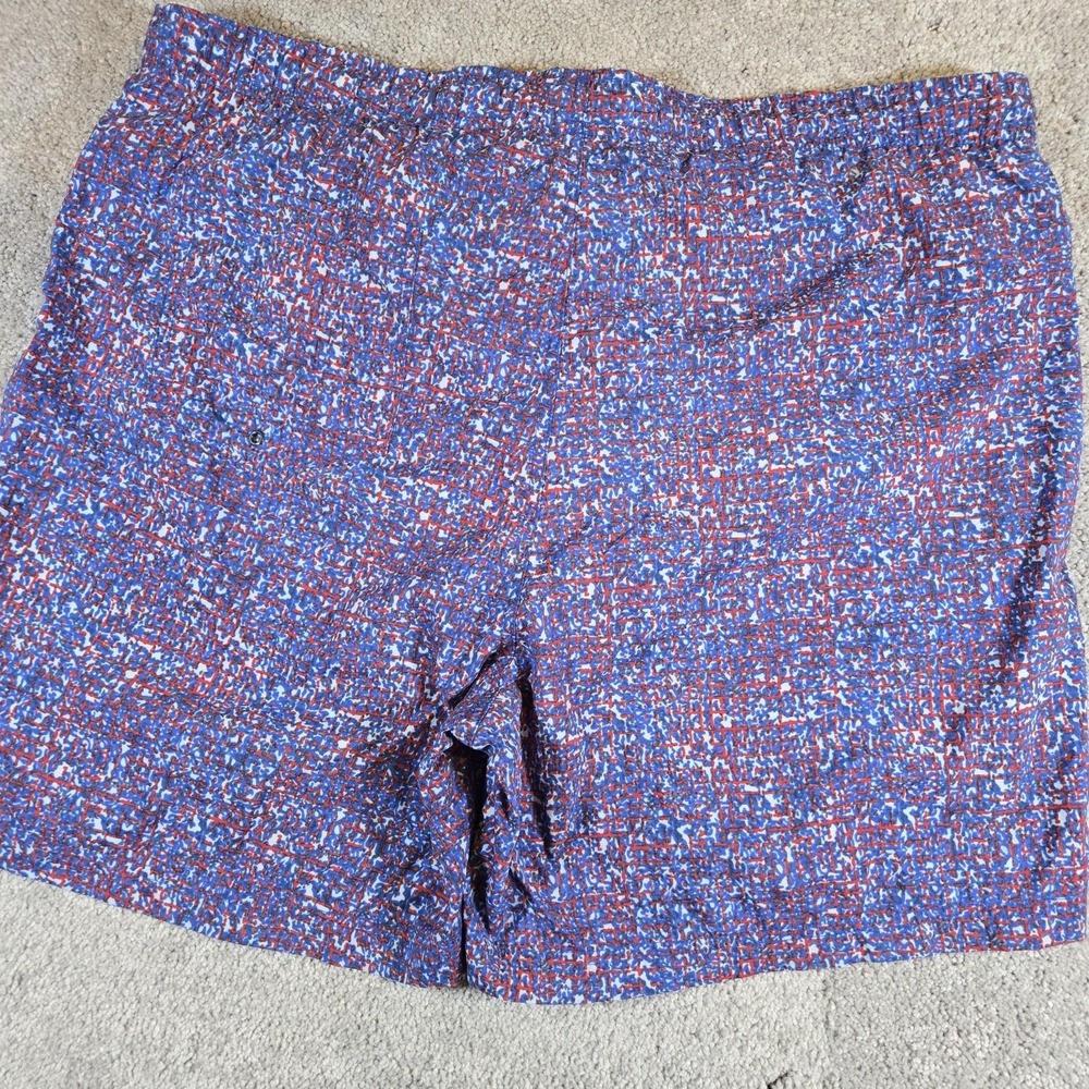 Adidas Blue Goemetric All Over Print Lined Swim Shorts Men's Large Drawstring - Picture 5 of 5
